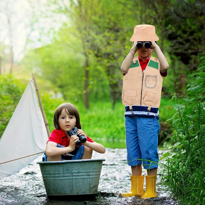 Outdoor Adventure Girl - Safari Costume with Cargo Vest Hat,Backyard