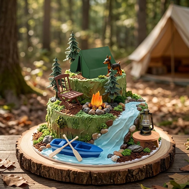 12pcs Camping Cake Decorations - Outdoor Adventure Birthday Party recension och pris
