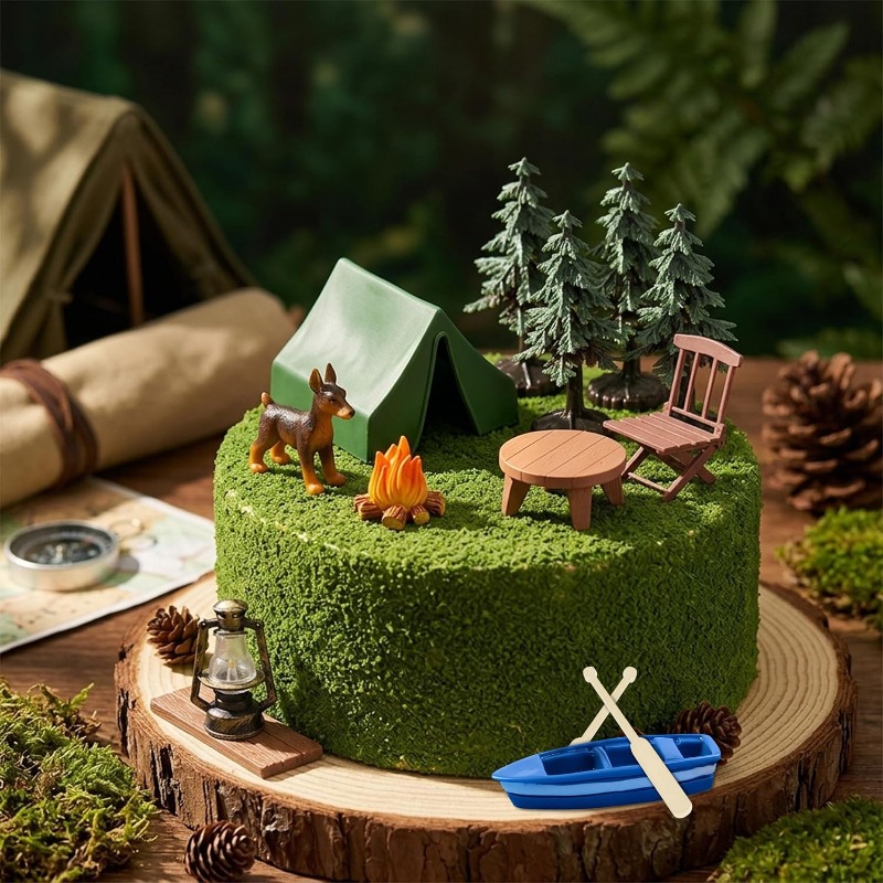 12pcs Camping Cake Decorations - Outdoor Adventure Birthday Party recension och pris