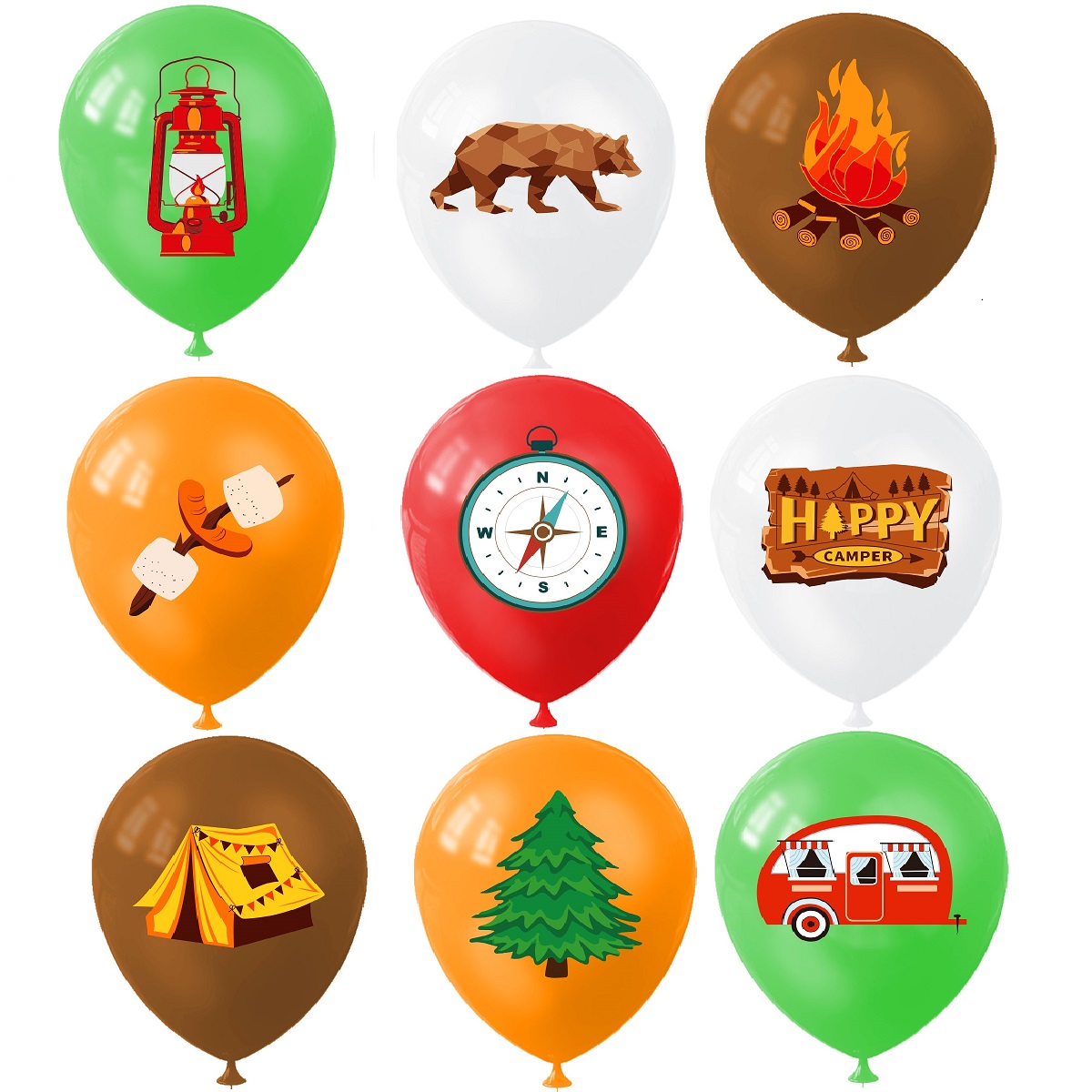 9pcs Happy Camping Balloon, Ou - Outdoor Adventure Girl recension och pris